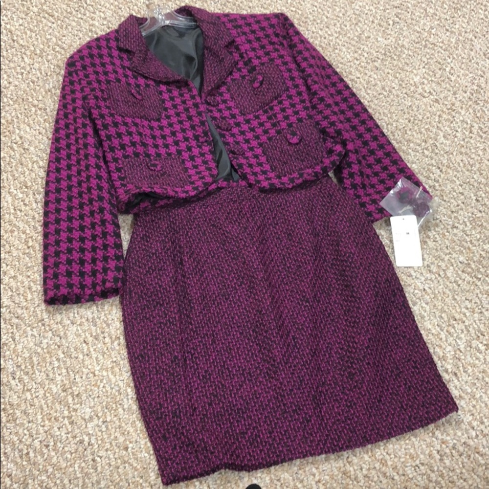 Magenta & Black Coat and Skirt Set - Picture 1 of 7
